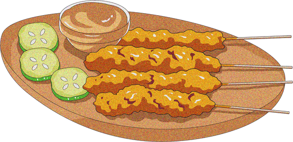 Indonesia Retro Anime Dishes Satay